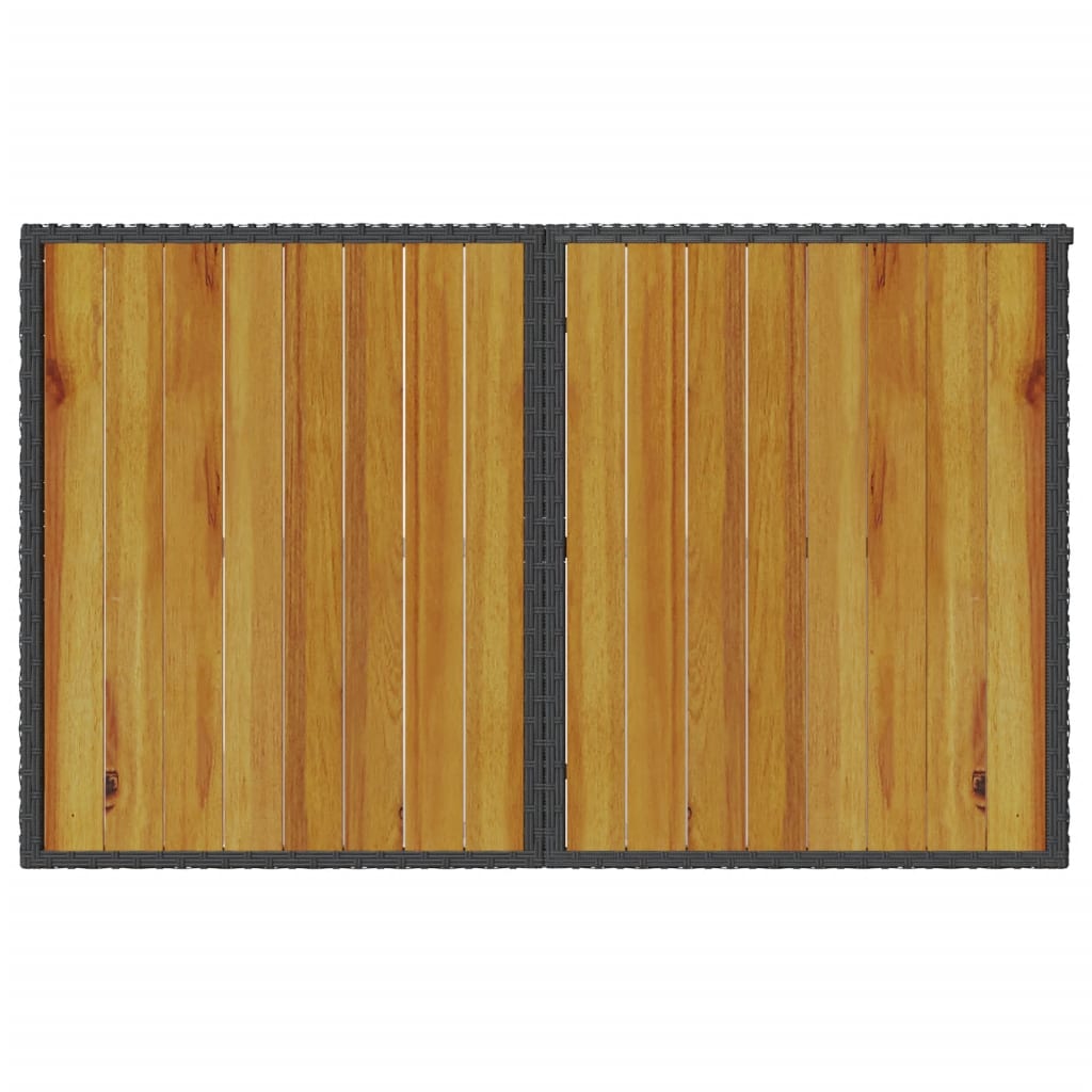 havebord med træplade 110x68x70 cm polyrattan sort