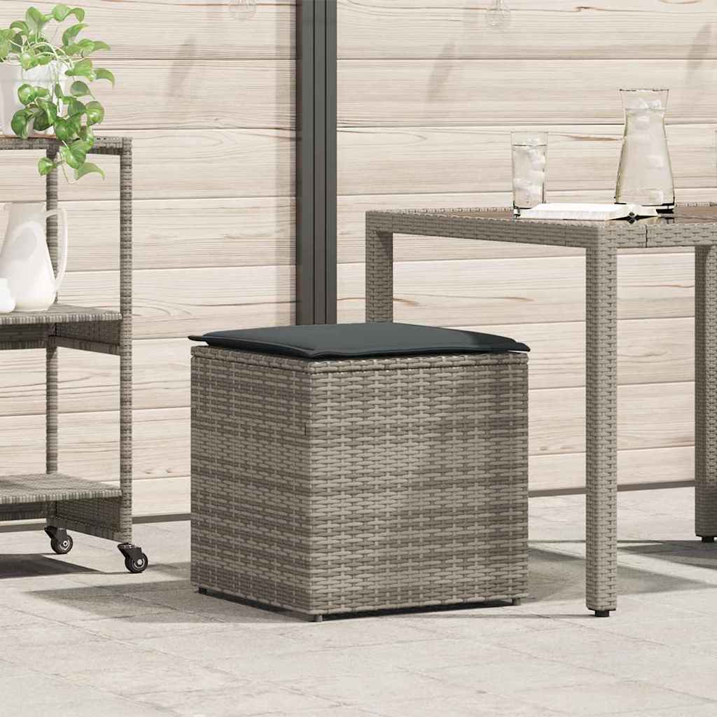 Pude kasse med opbevaring Grå 50 x 50 x 50 cm polyrattan