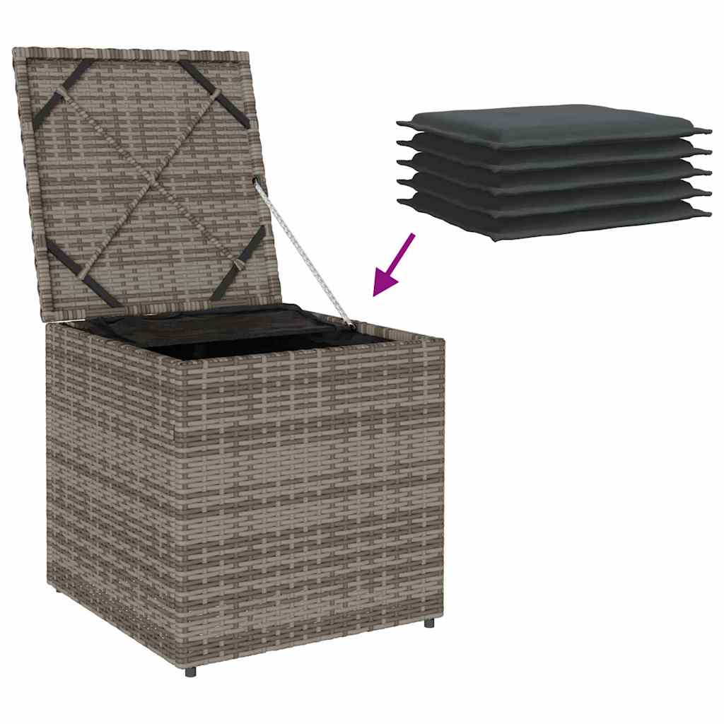 Pude kasse med opbevaring Grå 50 x 50 x 50 cm polyrattan