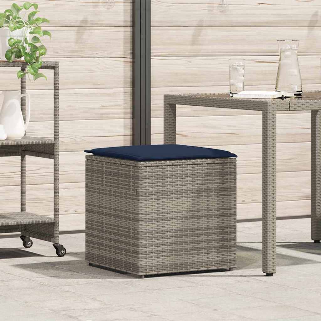 Pude kasse med opbevaring Grå 50 x 50 x 50 cm polyrattan