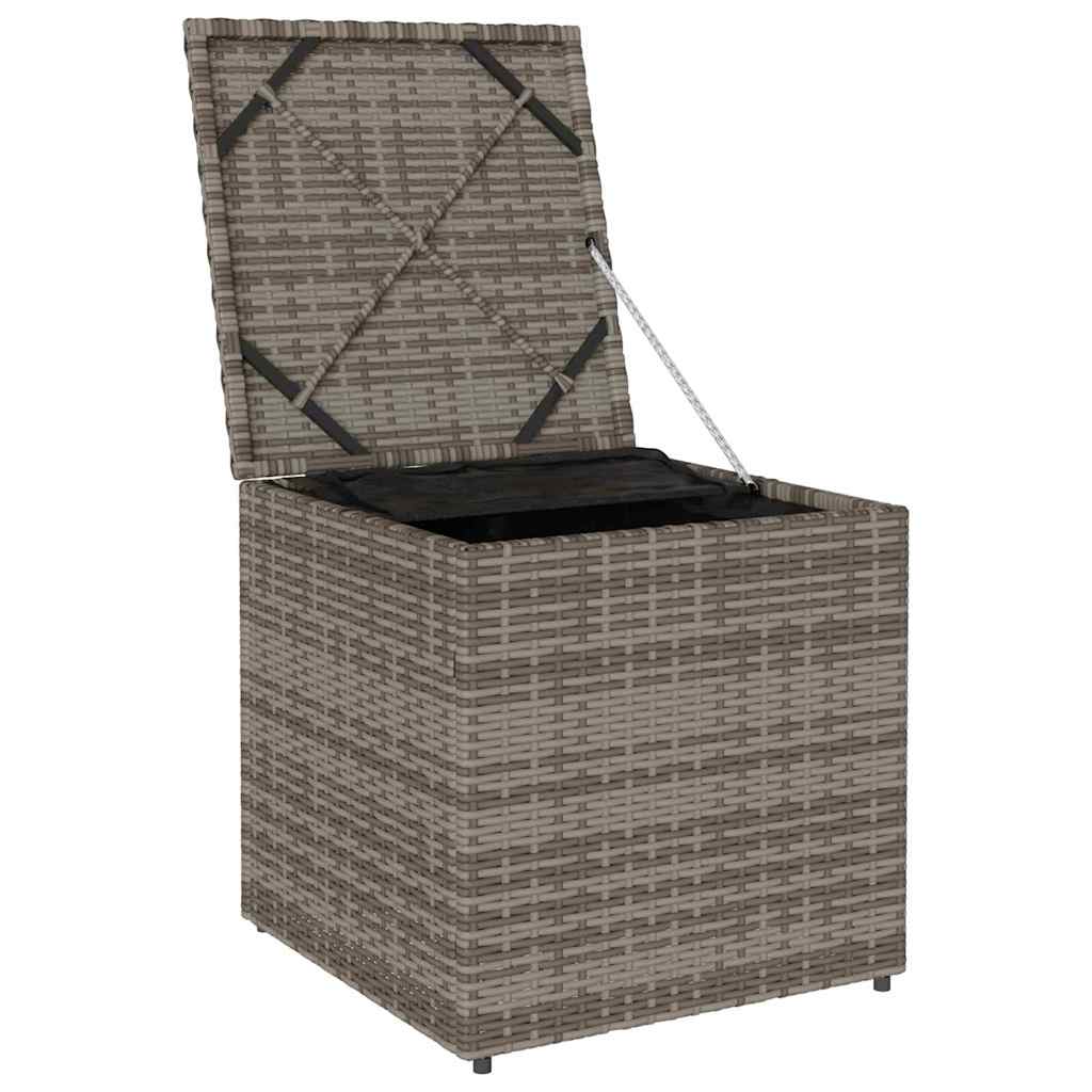 Pude kasse med opbevaring Grå 50 x 50 x 50 cm polyrattan
