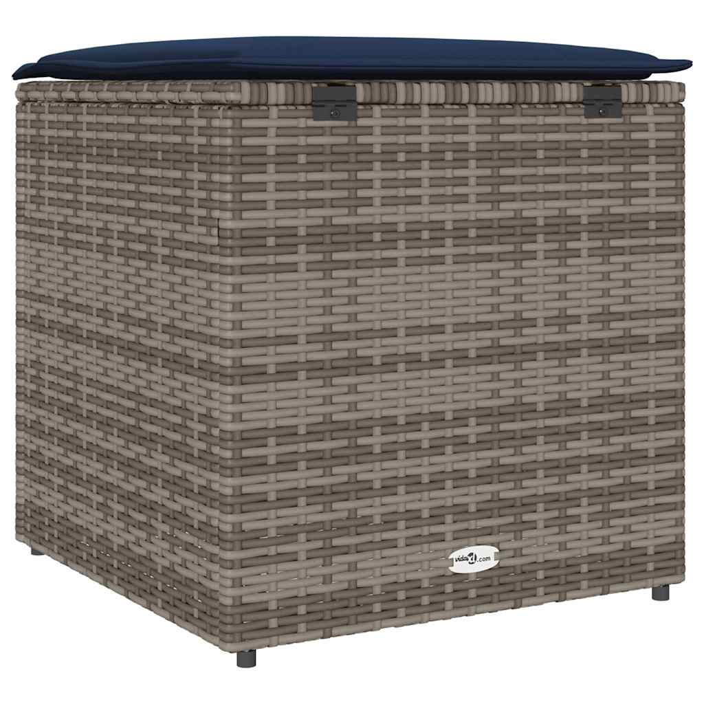 Pude kasse med opbevaring Grå 50 x 50 x 50 cm polyrattan