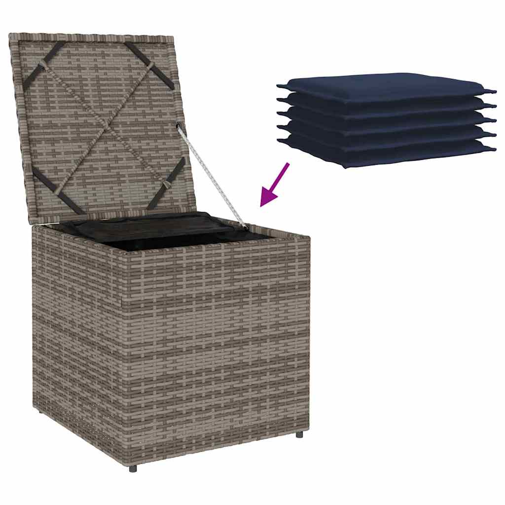 Pude kasse med opbevaring Grå 50 x 50 x 50 cm polyrattan
