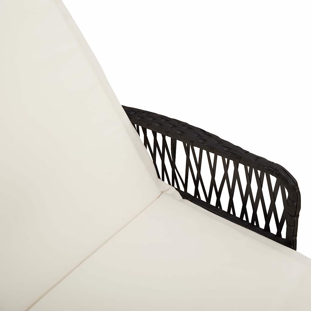 Solstol polyrattan Sort og Cremehvid