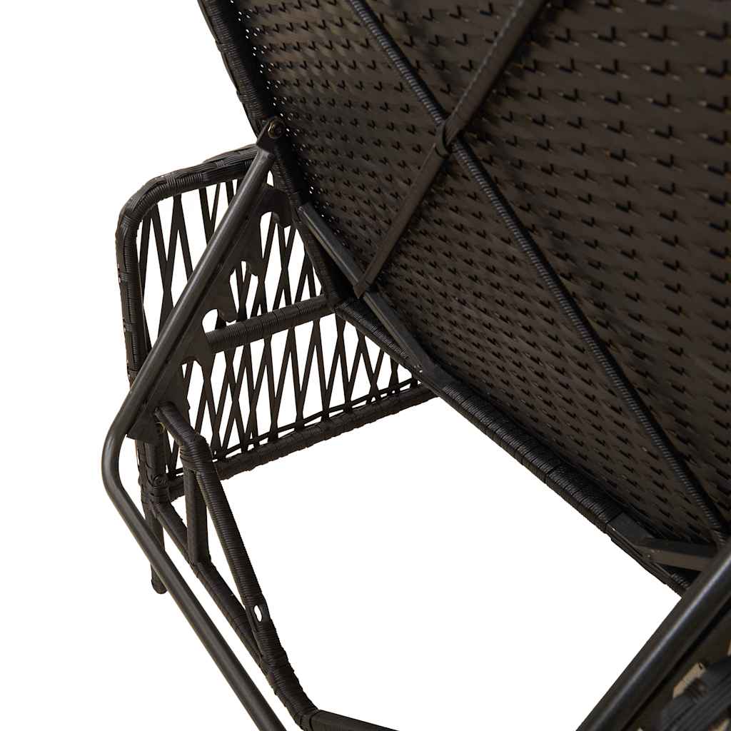 Solstol polyrattan Sort og Cremehvid