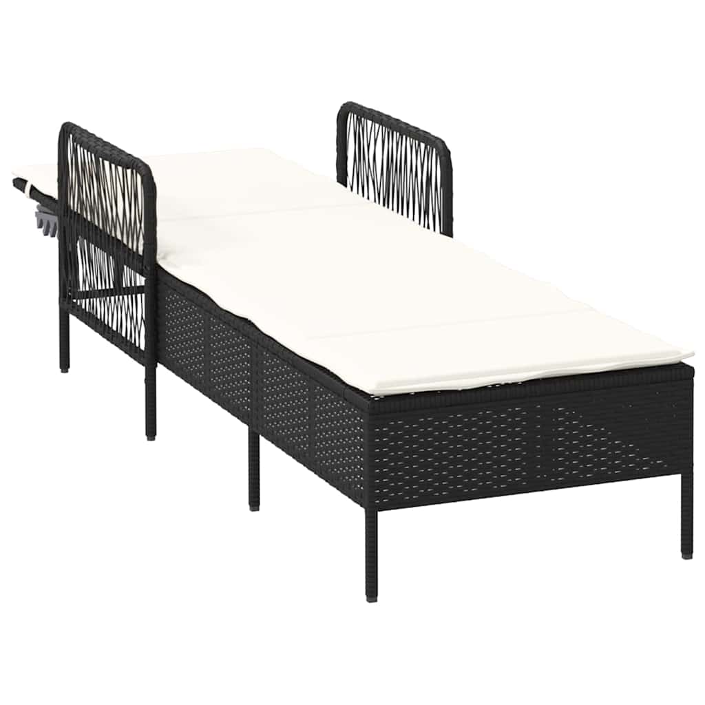 Solstol polyrattan Sort og Cremehvid