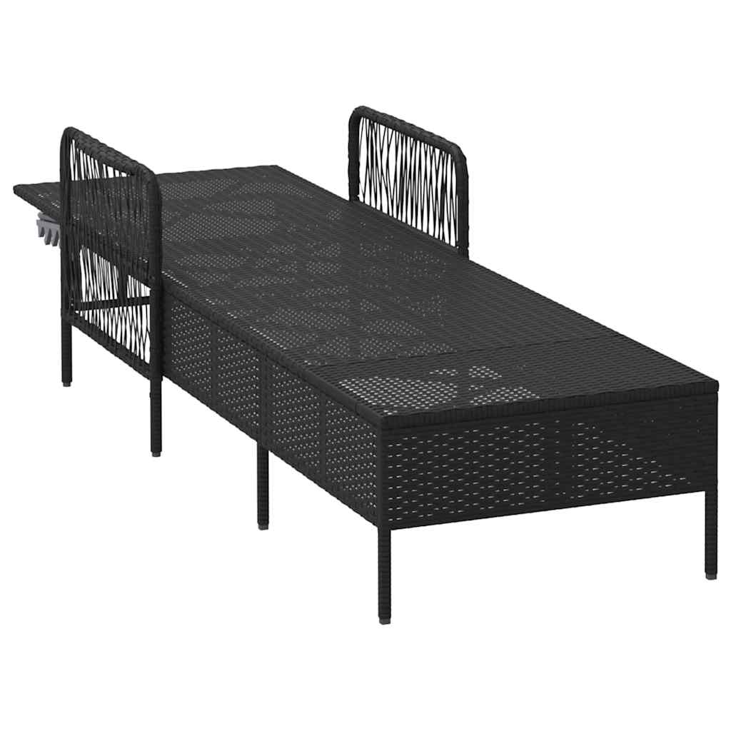 Solstol polyrattan Sort og Cremehvid