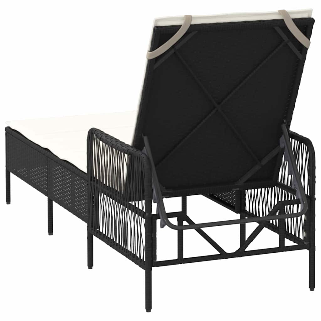 Solstol polyrattan Sort og Cremehvid