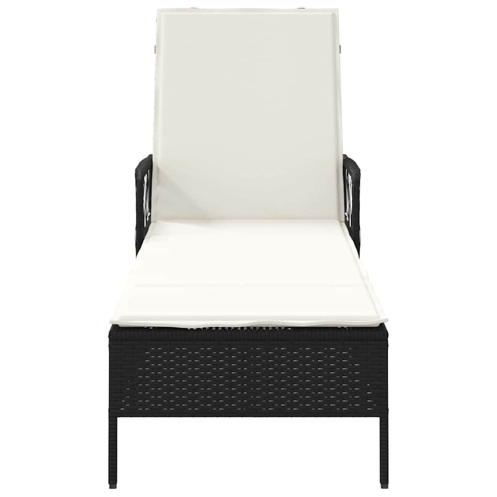 Solstol polyrattan Sort og Cremehvid