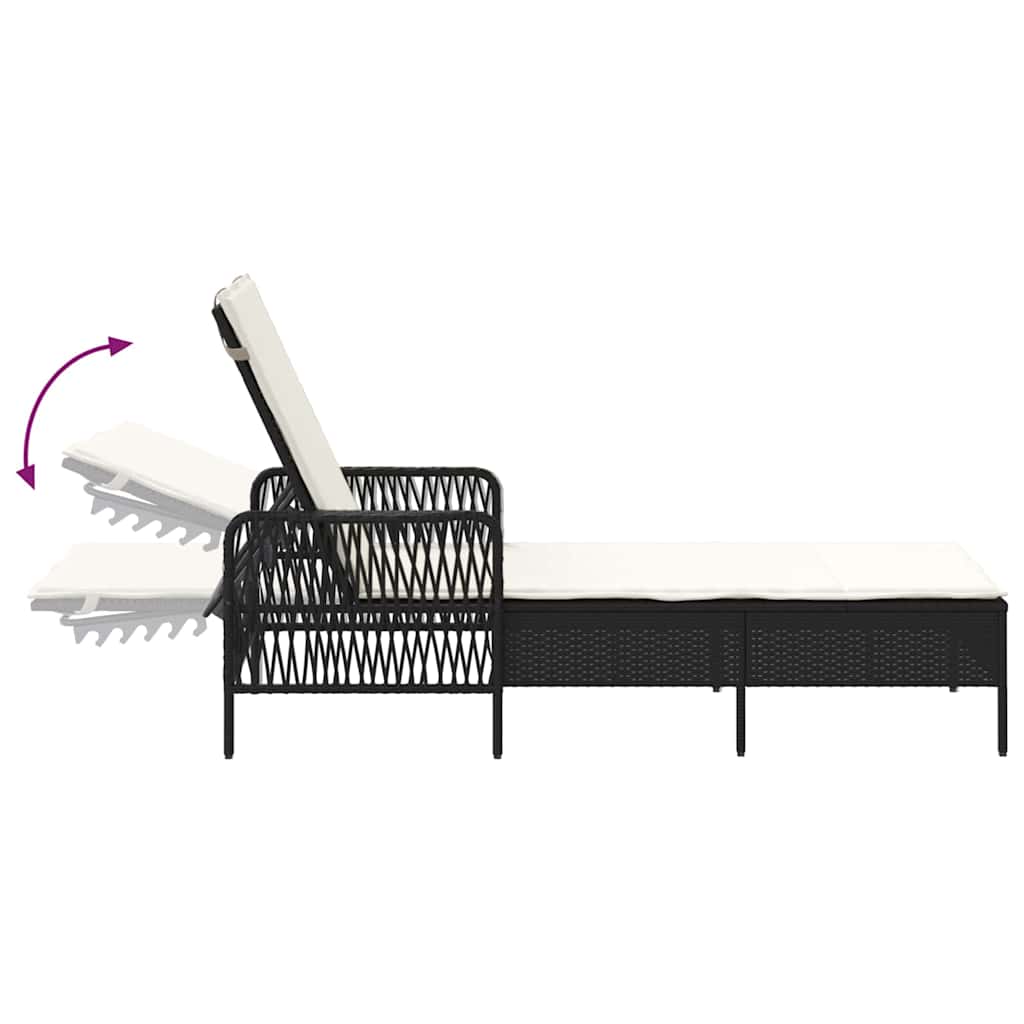 Solstol polyrattan Sort og Cremehvid