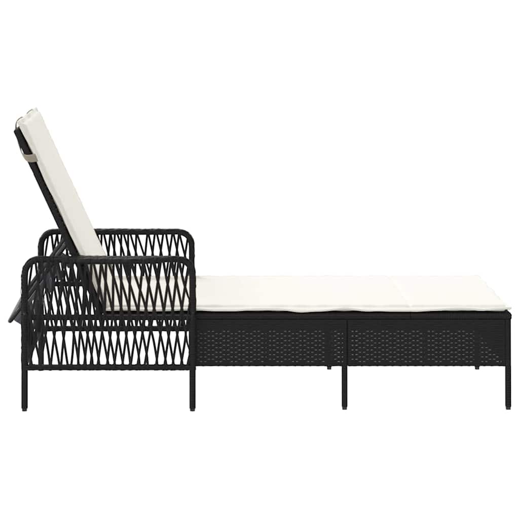 Solstol polyrattan Sort og Cremehvid