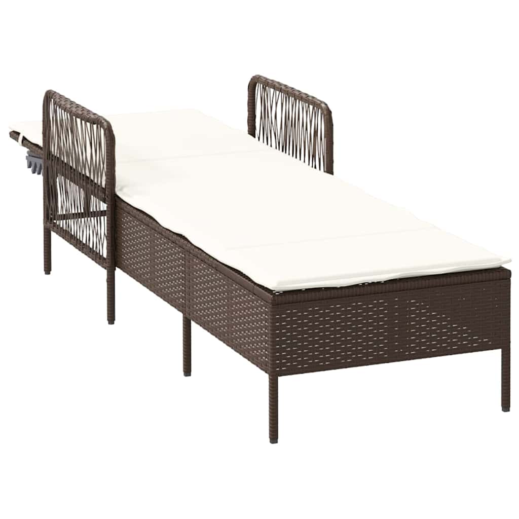 Solstol polyrattan Brun og Creme Hvid
