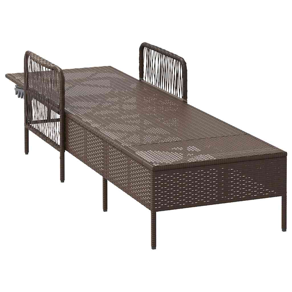 Solstol polyrattan Brun og Creme Hvid