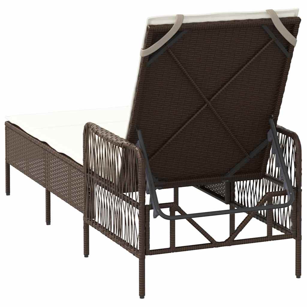 Solstol polyrattan Brun og Creme Hvid