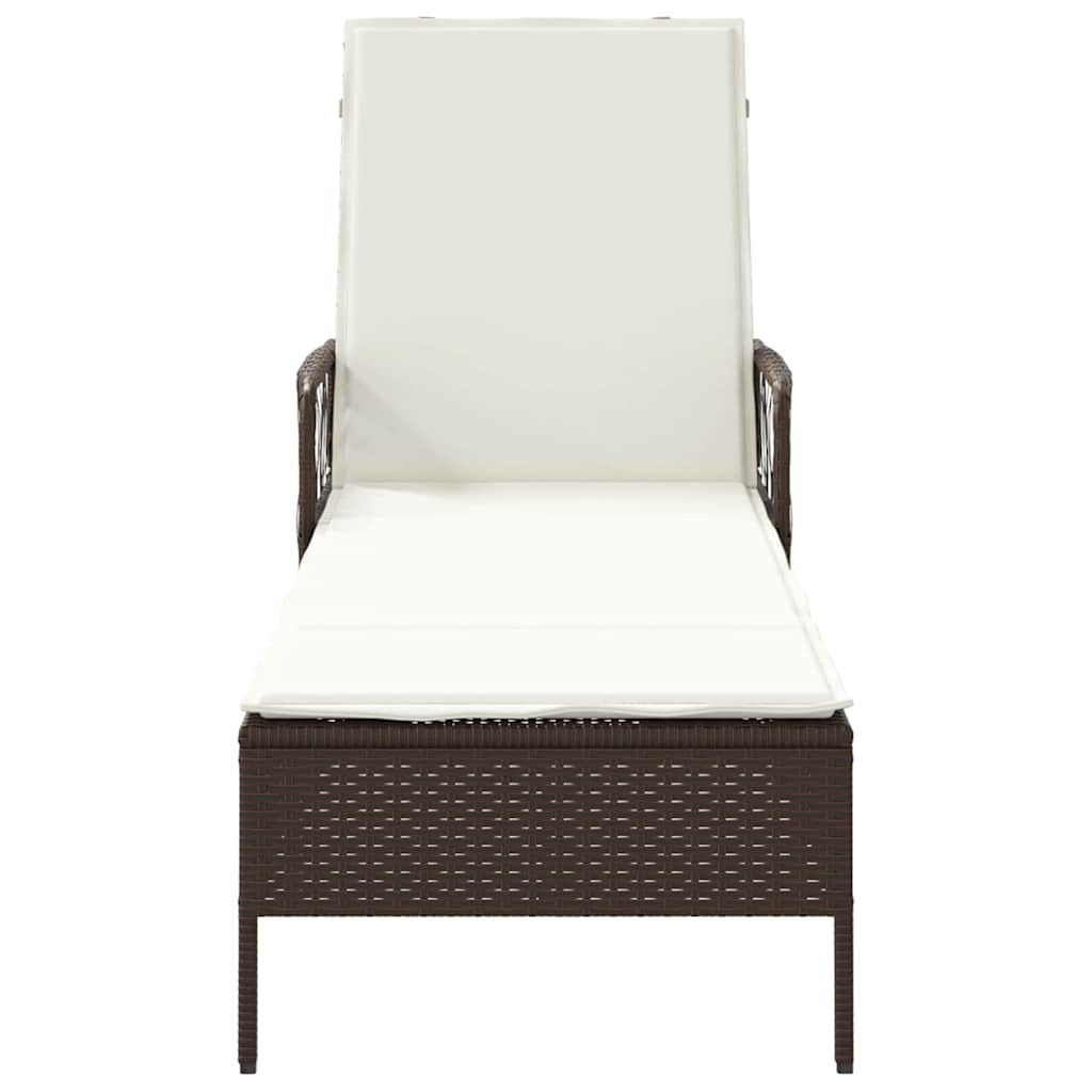 Solstol polyrattan Brun og Creme Hvid