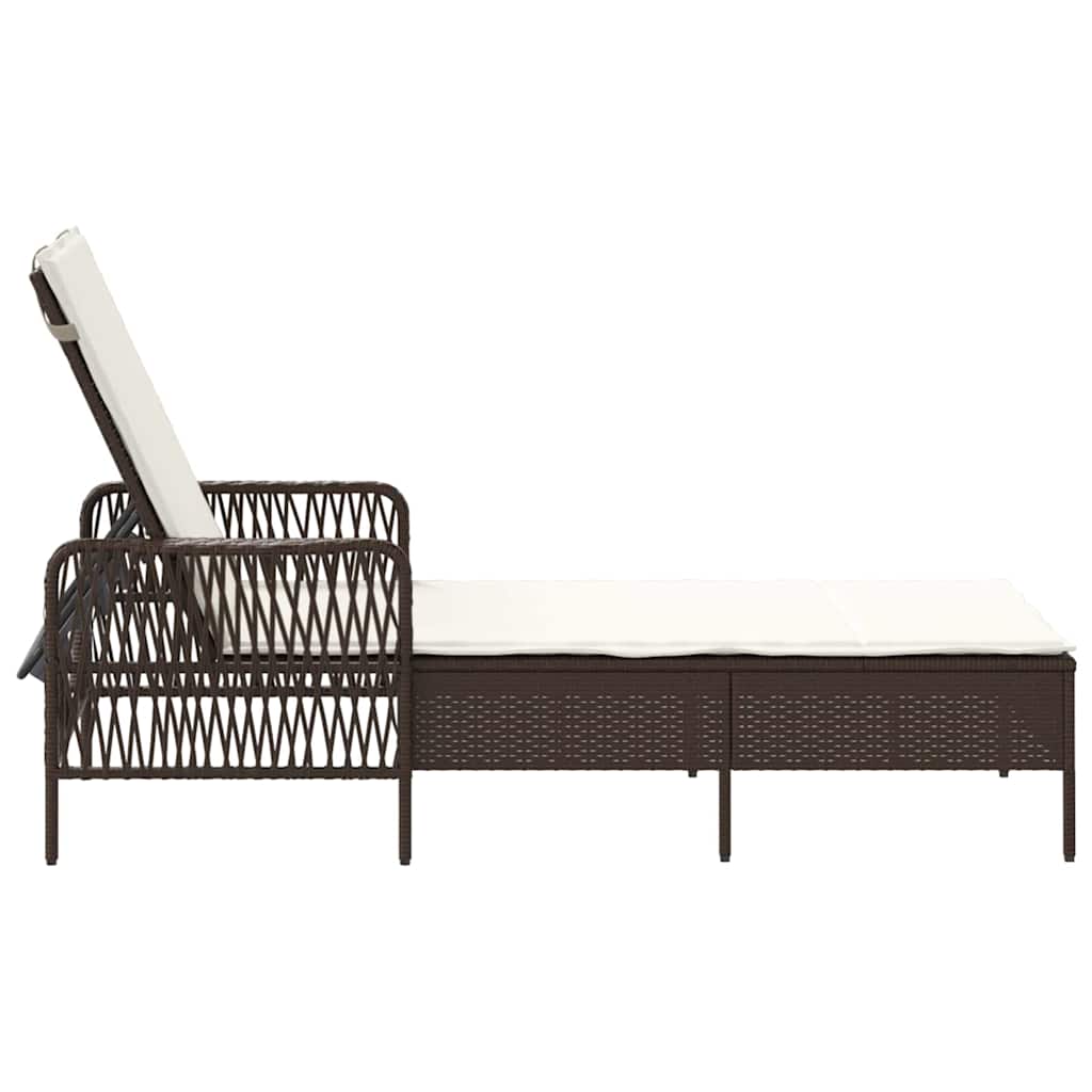 Solstol polyrattan Brun og Creme Hvid