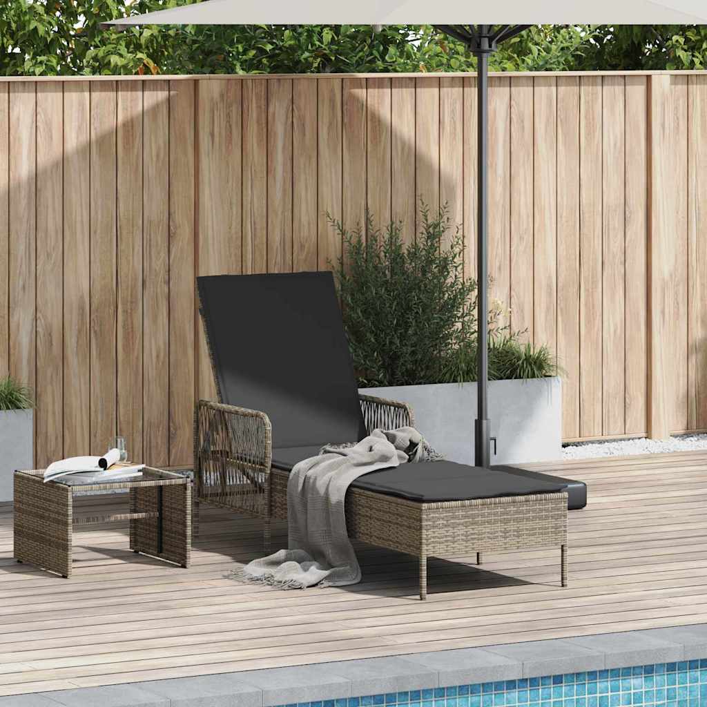 Solstol polyrattan Grå og Mørkegrå