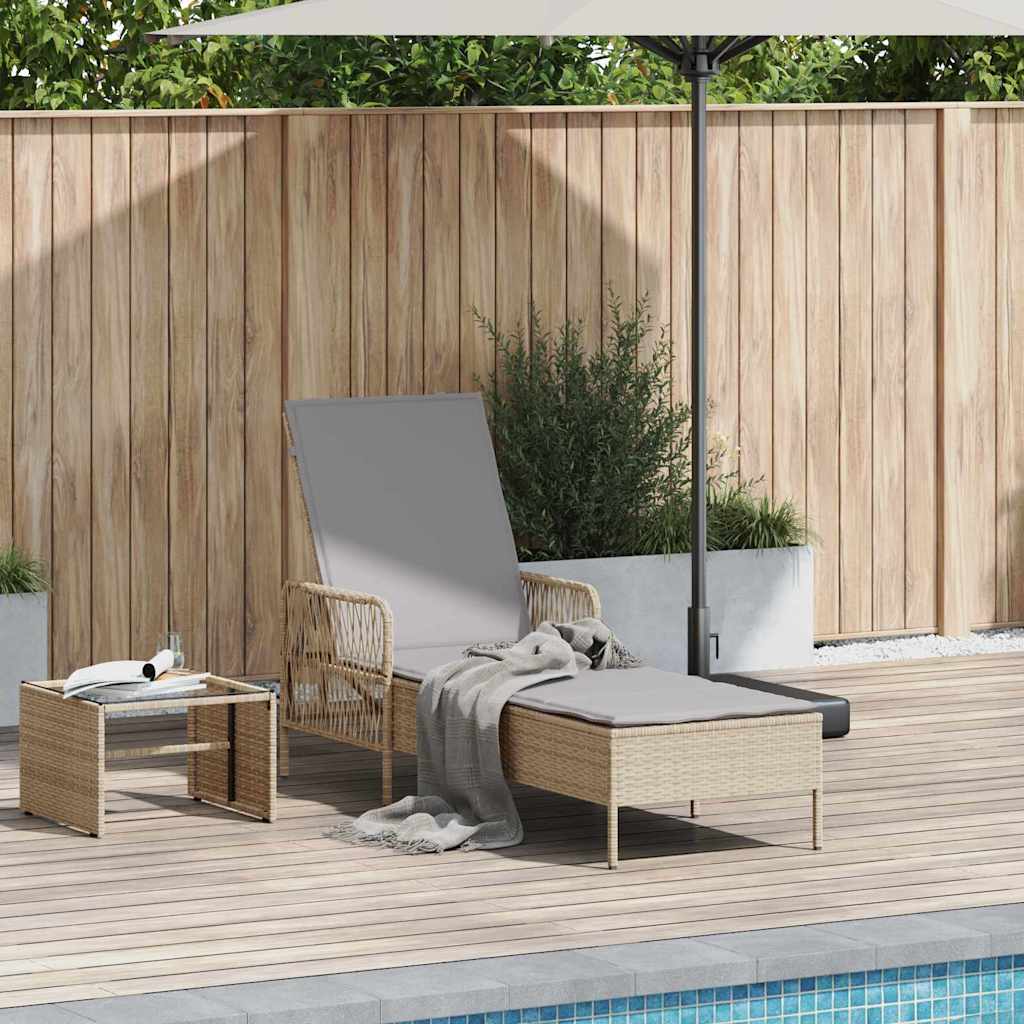 Solstol polyrattan Beige og lys grå