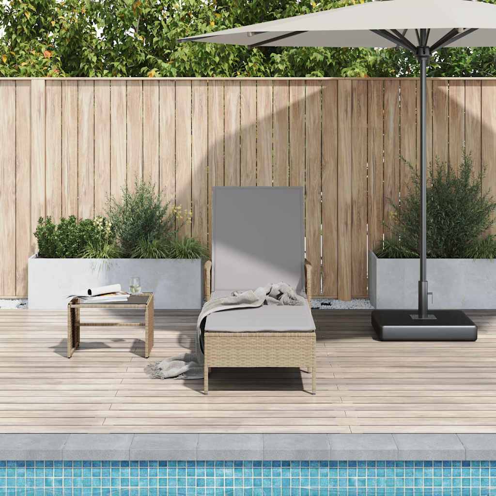 Solstol polyrattan Beige og lys grå