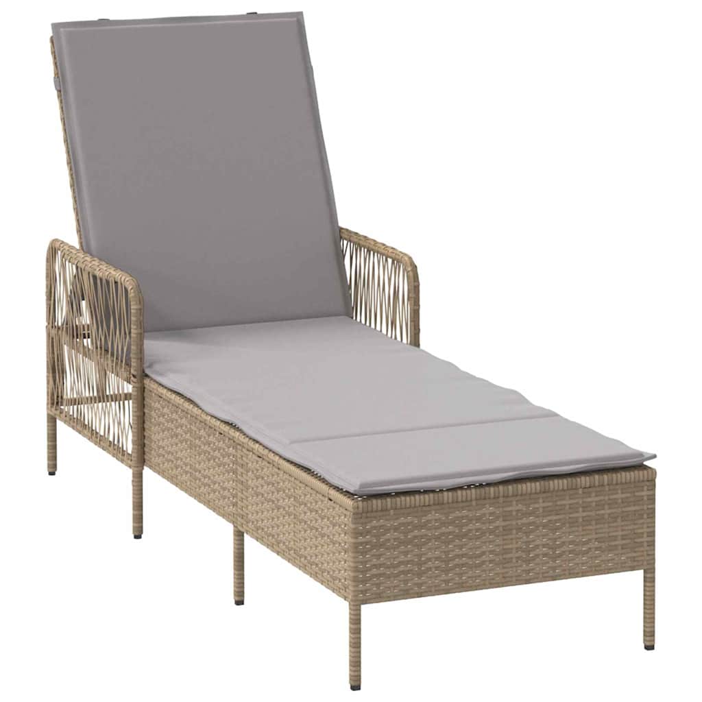 Solstol polyrattan Beige og lys grå