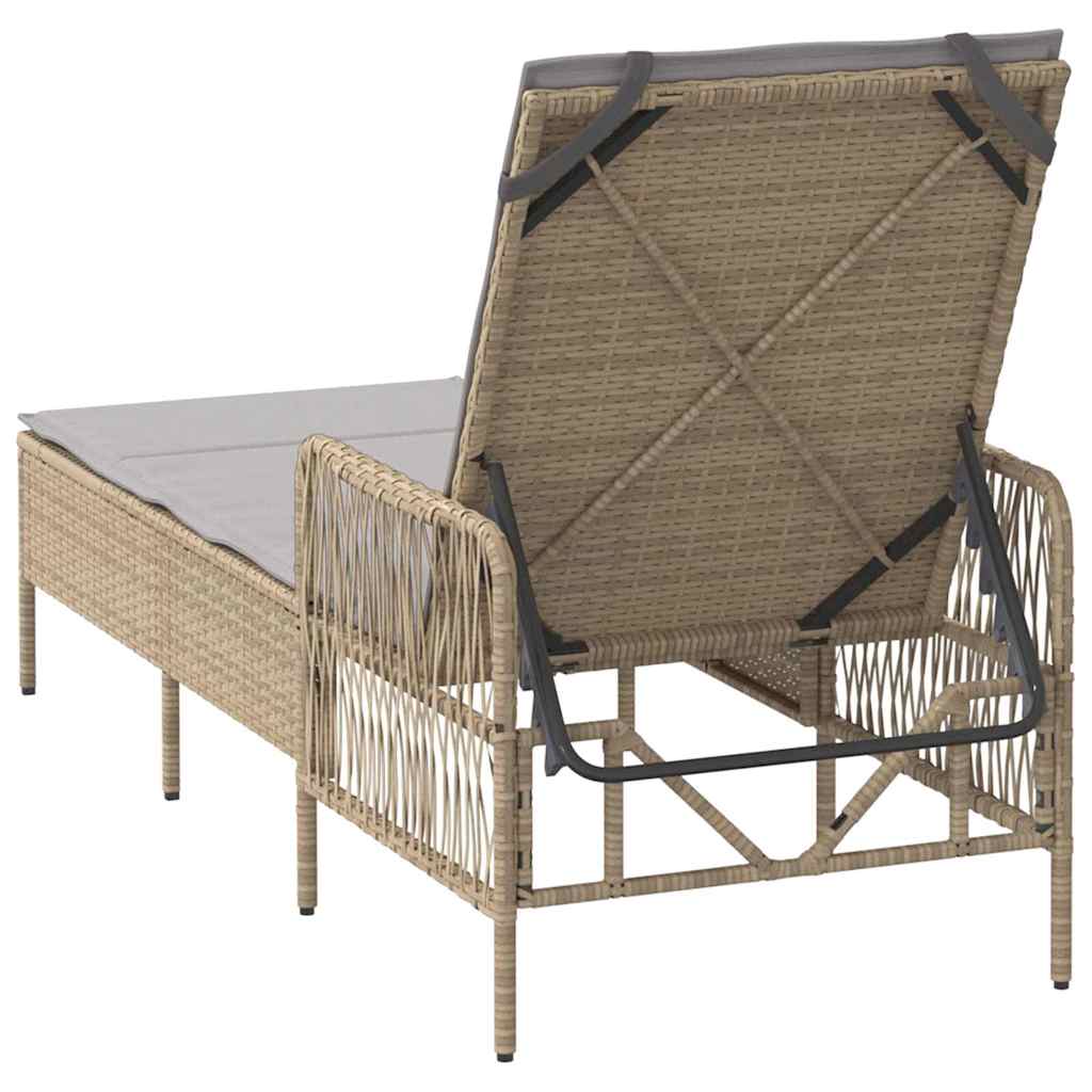 Solstol polyrattan Beige og lys grå
