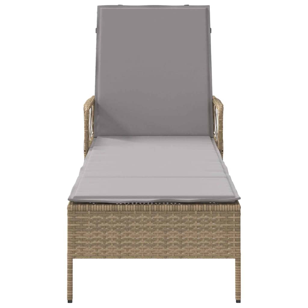 Solstol polyrattan Beige og lys grå