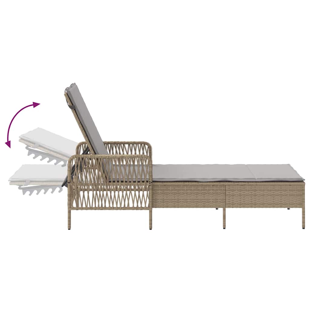Solstol polyrattan Beige og lys grå