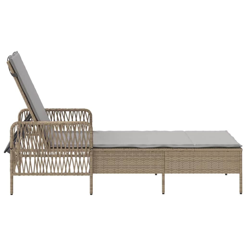 Solstol polyrattan Beige og lys grå