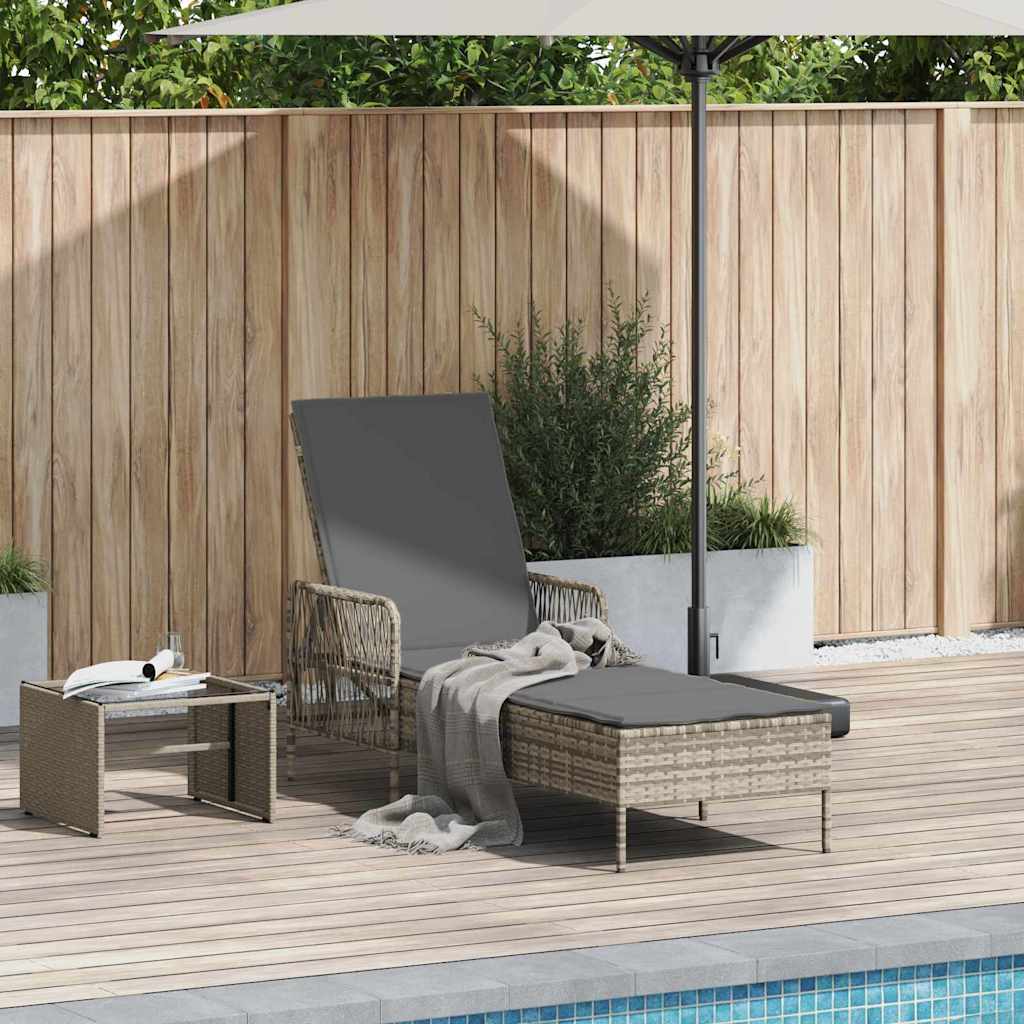 Solstol polyrattan Lysegrå og mørkegrå