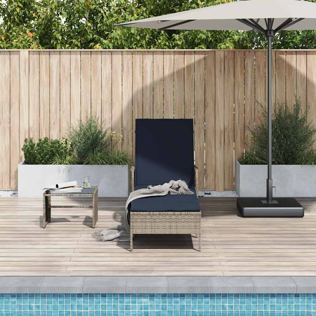 Solstol polyrattan Grå og Marineblå