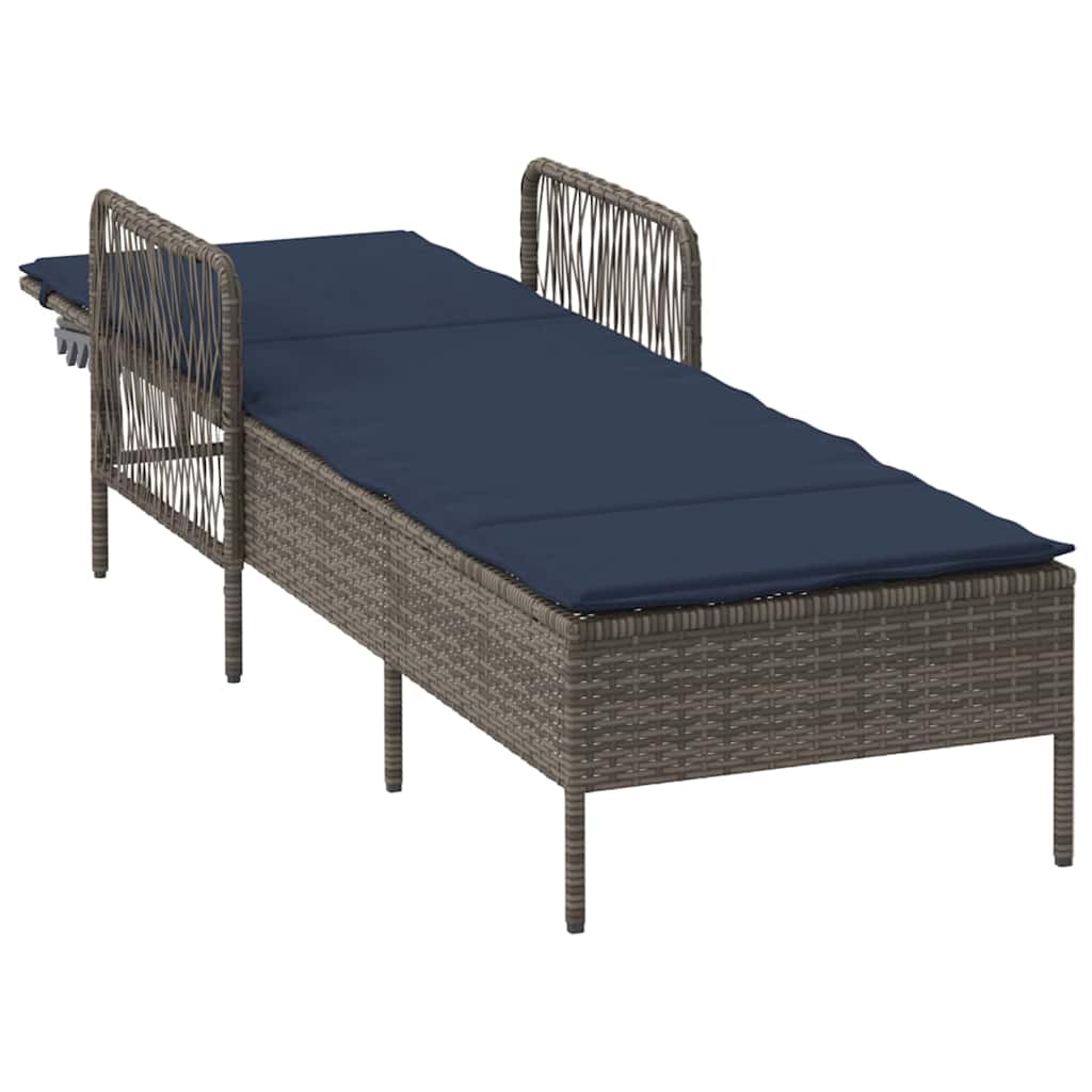 Solstol polyrattan Grå og Marineblå