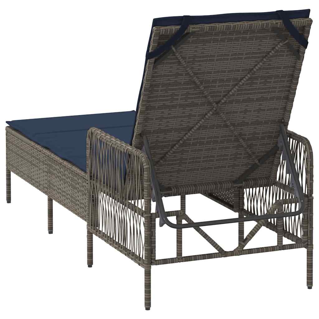 Solstol polyrattan Grå og Marineblå