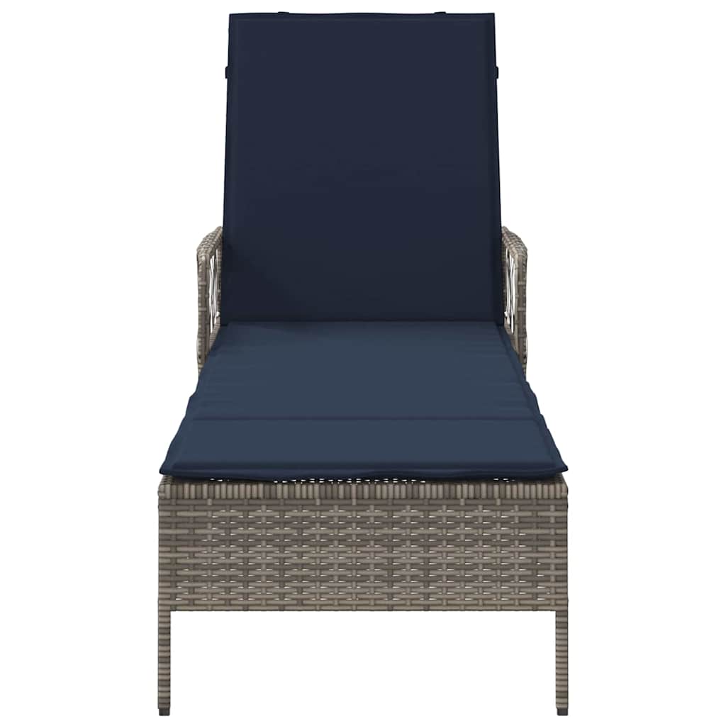 Solstol polyrattan Grå og Marineblå