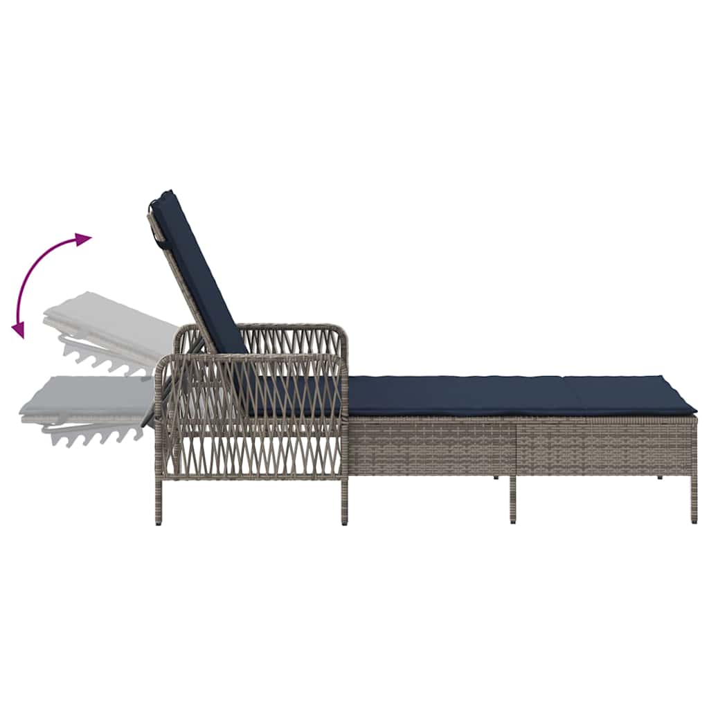 Solstol polyrattan Grå og Marineblå