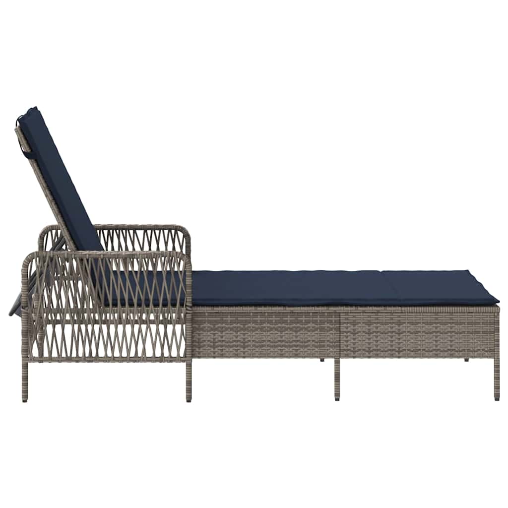Solstol polyrattan Grå og Marineblå