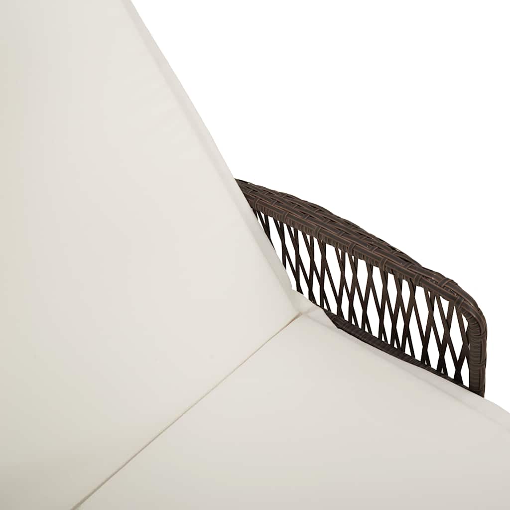 Solstol 3 stk. polyrattan Brun og Creme Hvid