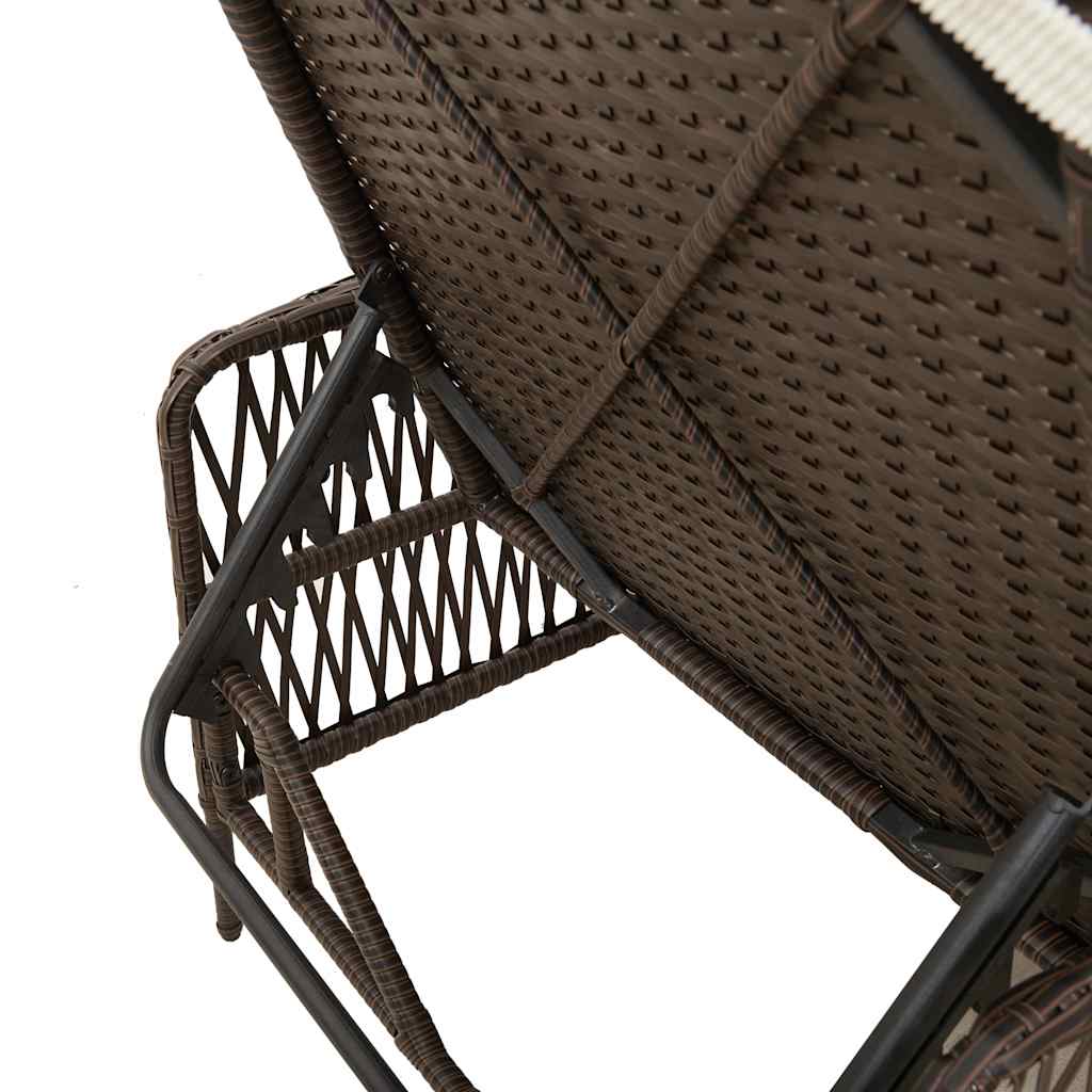Solstol 3 stk. polyrattan Brun og Creme Hvid