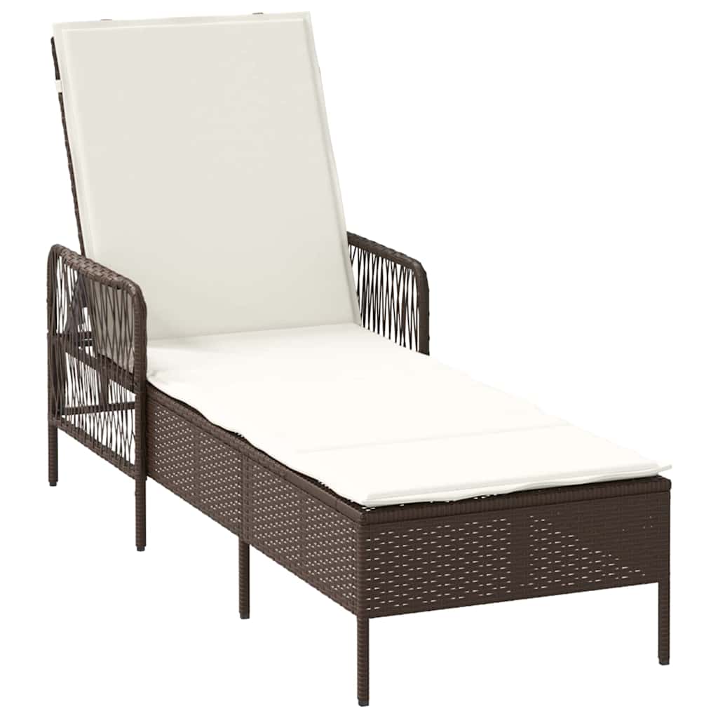 Solstol 3 stk. polyrattan Brun og Creme Hvid