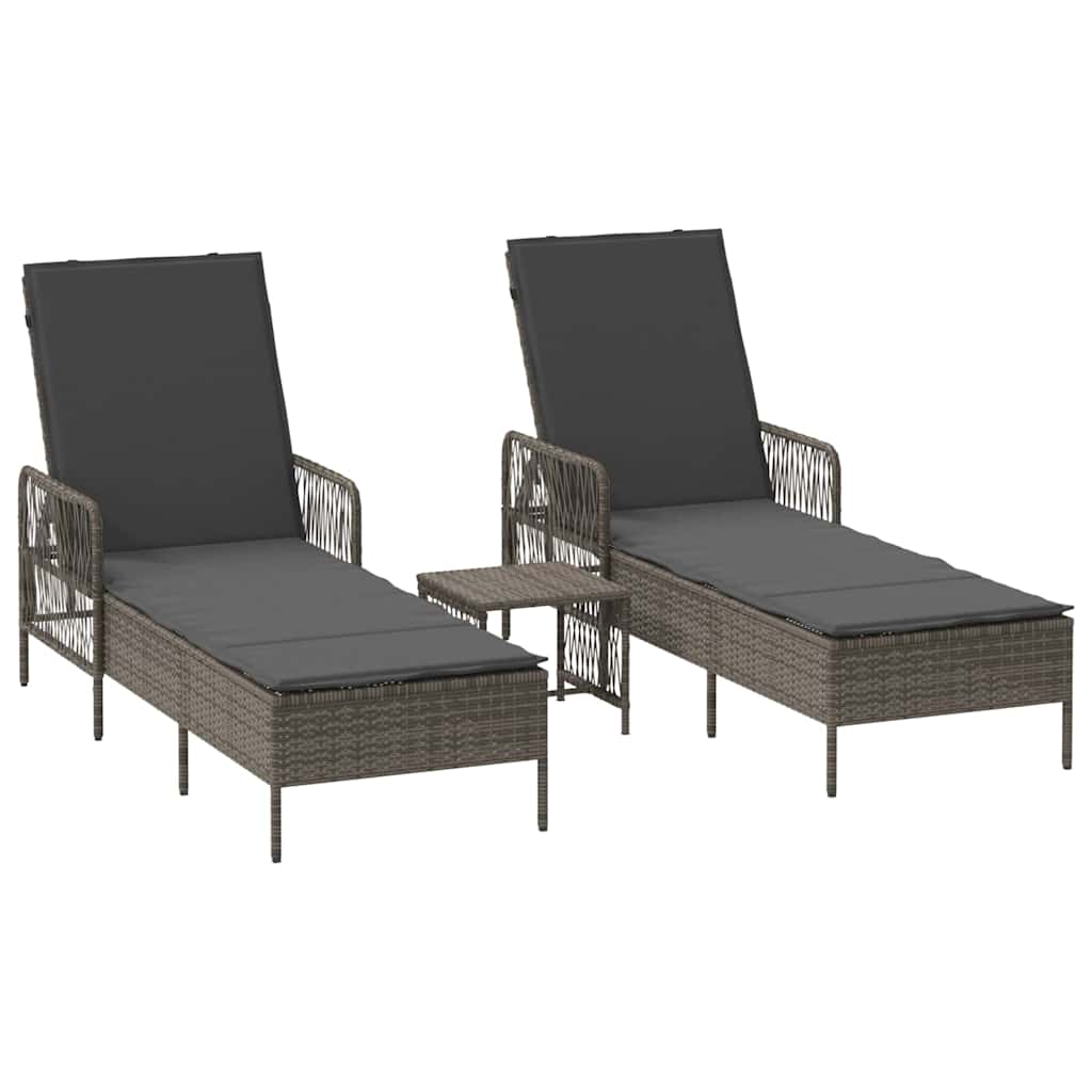 Solstol 3 stk. polyrattan Grå og Mørkegrå