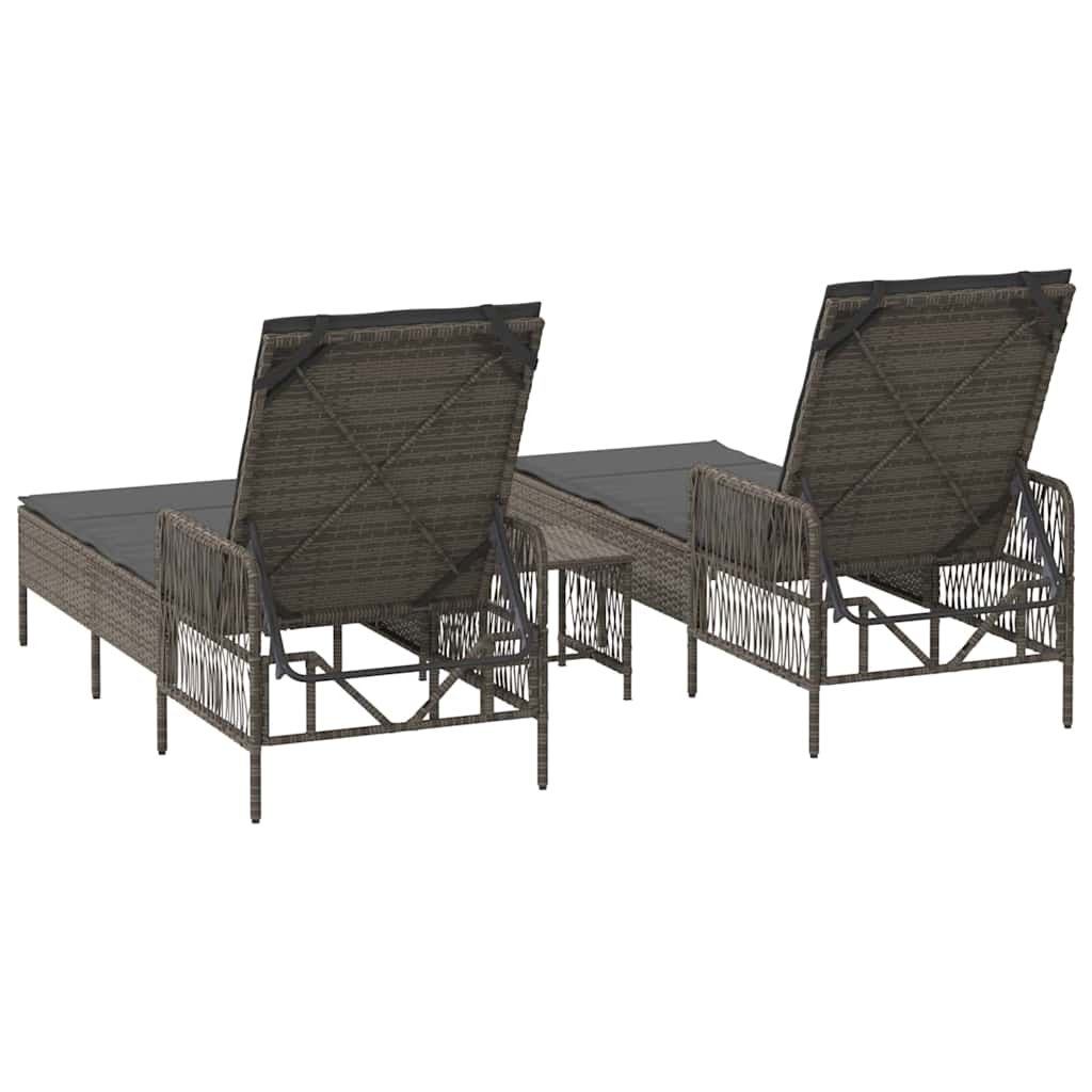Solstol 3 stk. polyrattan Grå og Mørkegrå