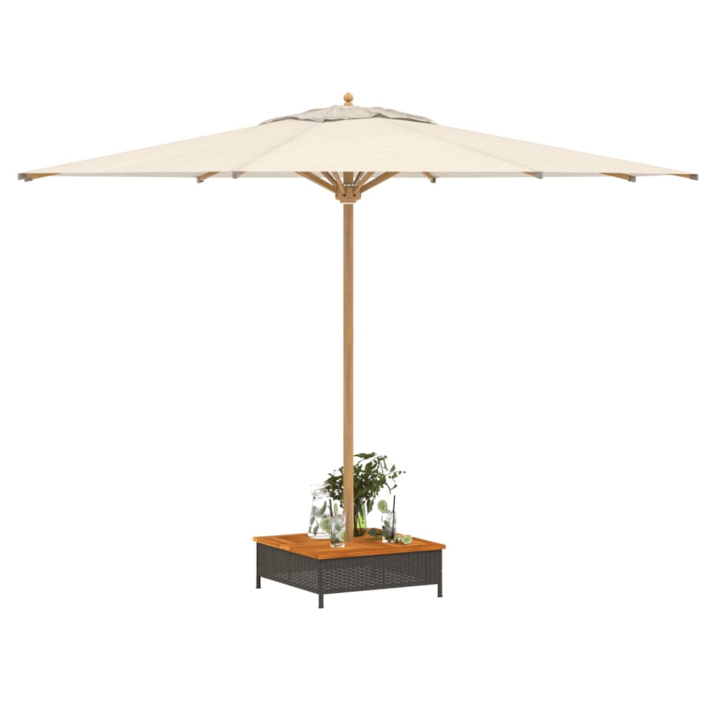 skjuler til parasolfod 70x70x25 cm polyrattan og akacietræ sort
