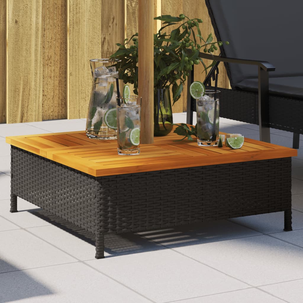 skjuler til parasolfod 70x70x25 cm polyrattan og akacietræ sort