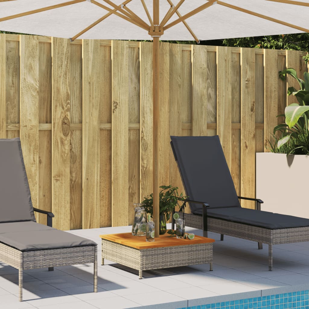 skjuler til parasolfod 70x70x25 cm polyrattan og akacietræ grå