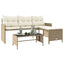 havesofa med bord og hynder L-formet polyrattan beige
