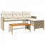 havesofa med bord og hynder L-formet polyrattan beige