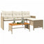 havesofa med bord og hynder L-formet polyrattan beige