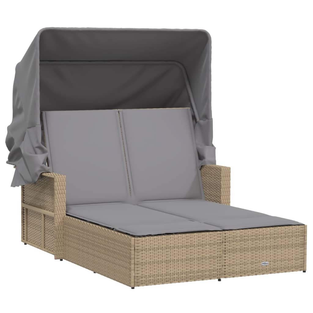 solseng med baldakin og hynder polyrattan beige