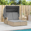 solseng med baldakin og hynder polyrattan beige