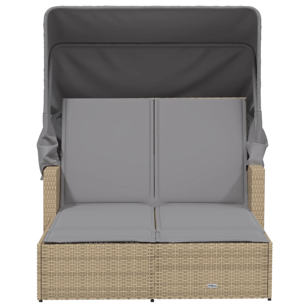 solseng med baldakin og hynder polyrattan beige