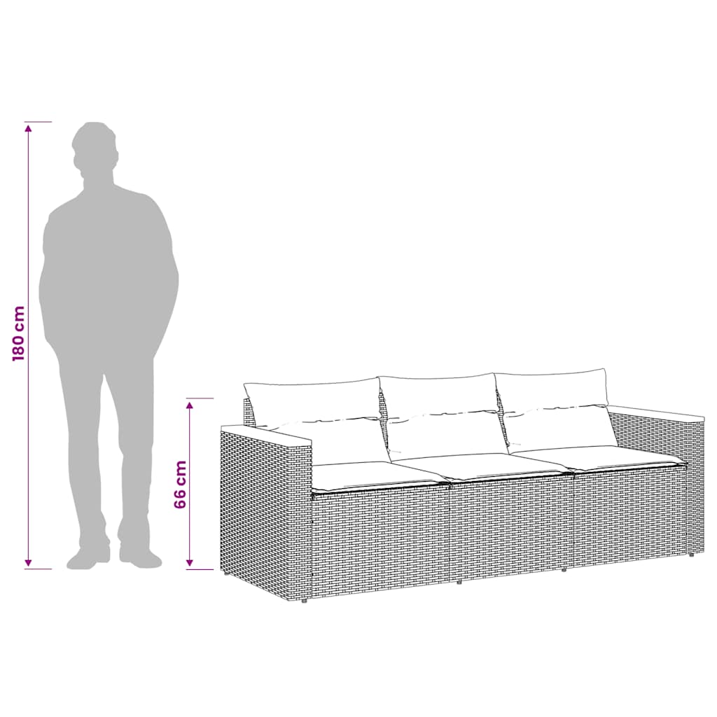 3-personers havesofa med hynder polyrattan beige